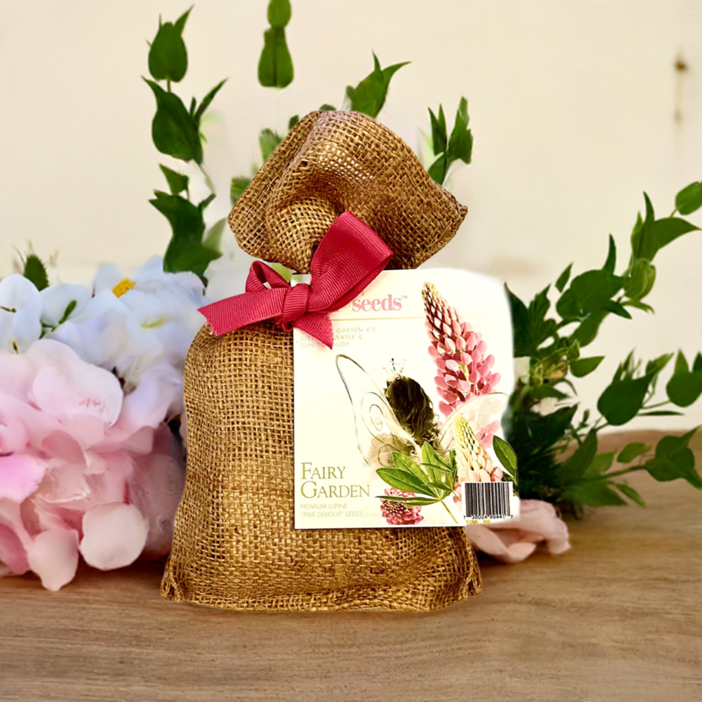 Fairy Garden Seed Kit in Burlap Bag