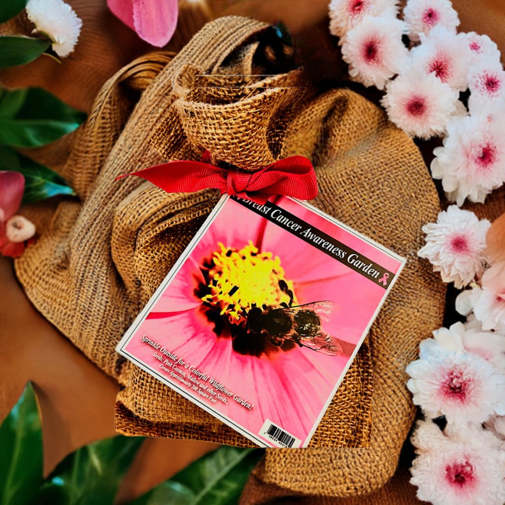 Breast Cancer Awareness Burlap Garden Seed Kit