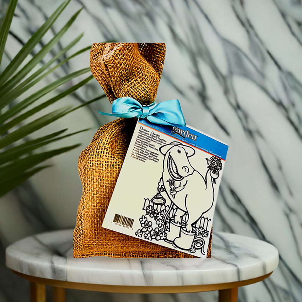 Dinosaur Burlap Color-Me-Garden Seed Kit