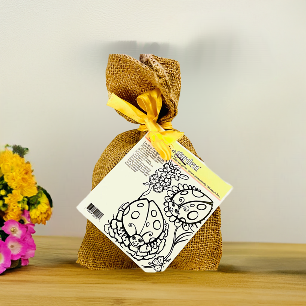 Lady Bug Color-Me-Garden Seed Kit in Burlap Bag