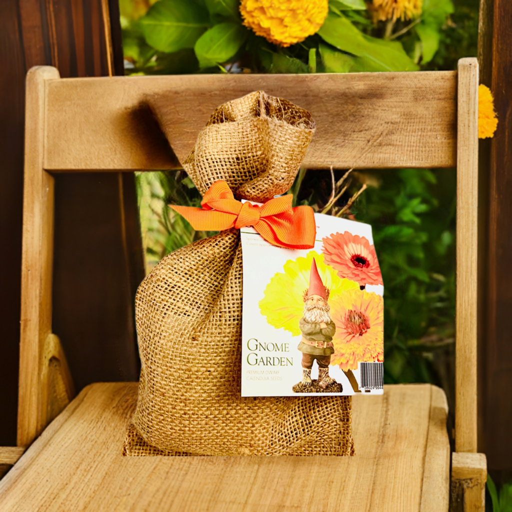Gnome Garden Seed Kit in Burlap Bag