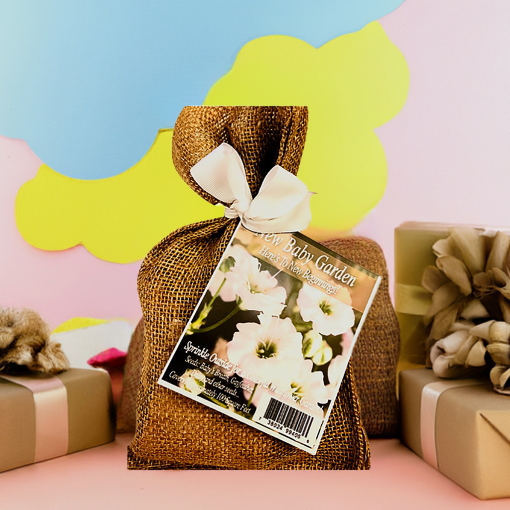 New Baby Garden Seed Kit in Burlap Bag