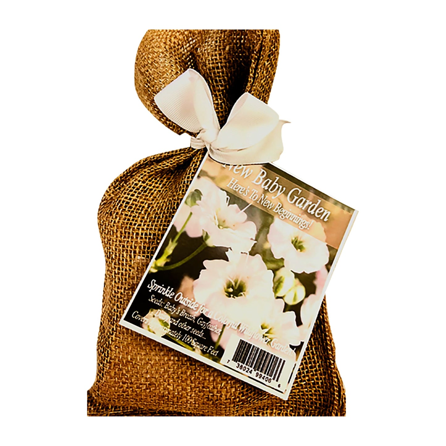 New Baby Garden Seed Kit in Burlap Bag