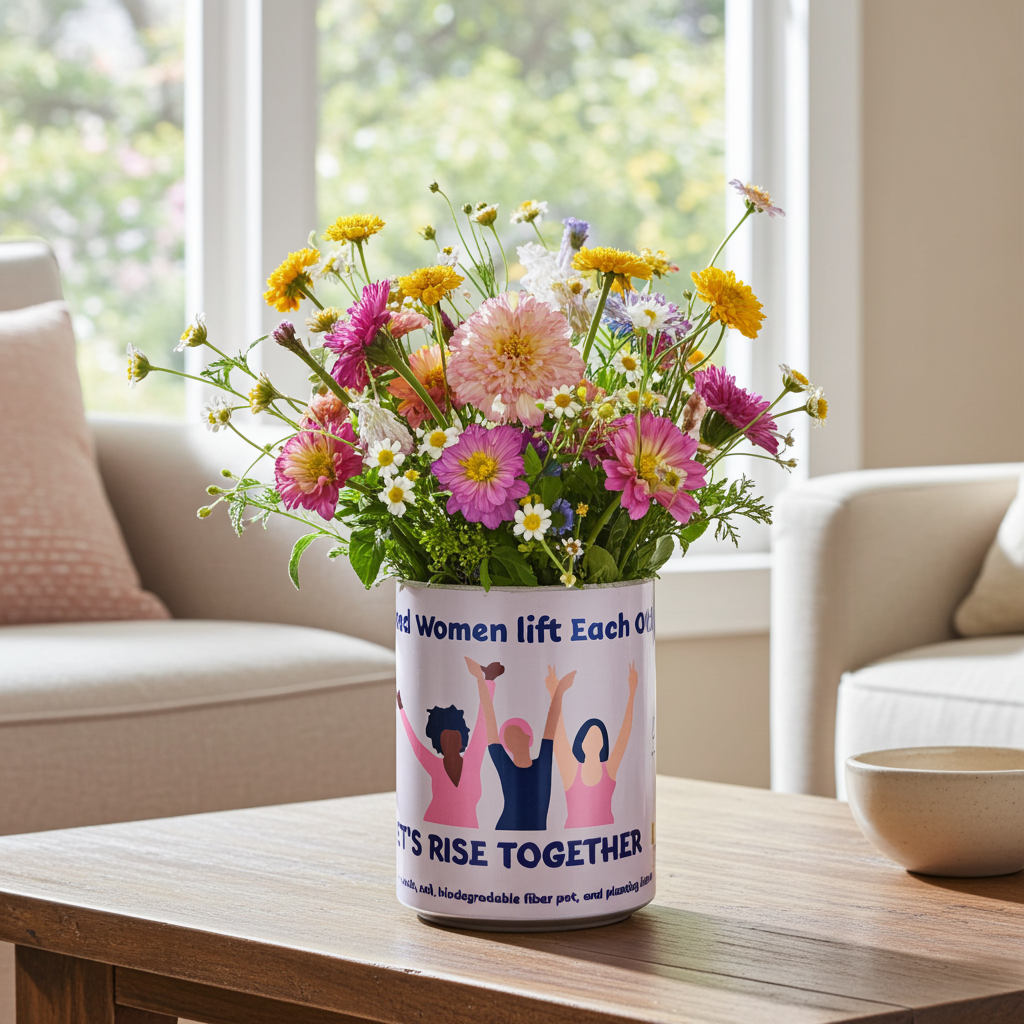 Empowered Women Lift Each Other Up - Let's Rise Together Grocan Seed Kit