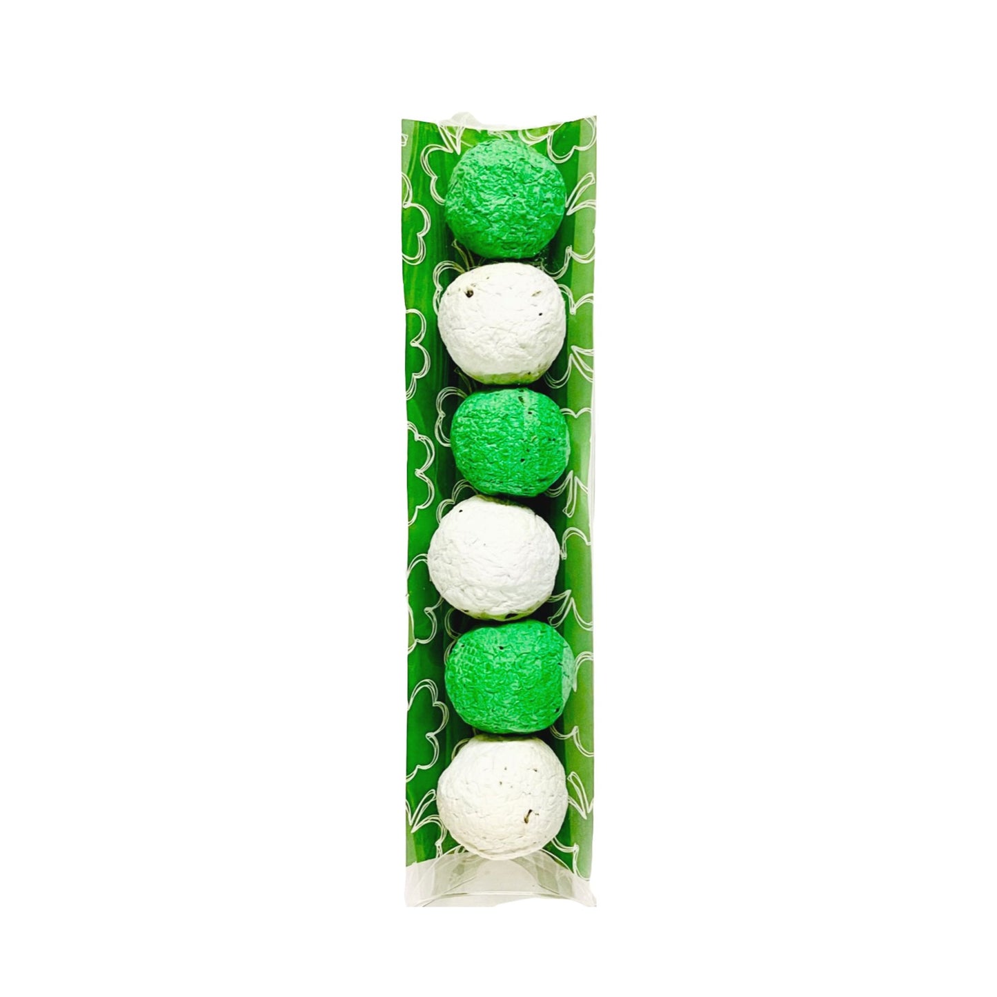 Seed Bombs with Four Leaf Clover Background