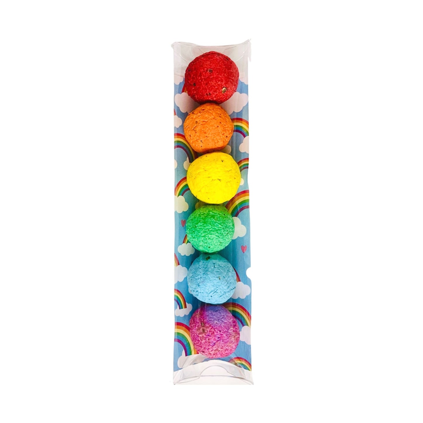 Seed Bombs with Rainbow Background