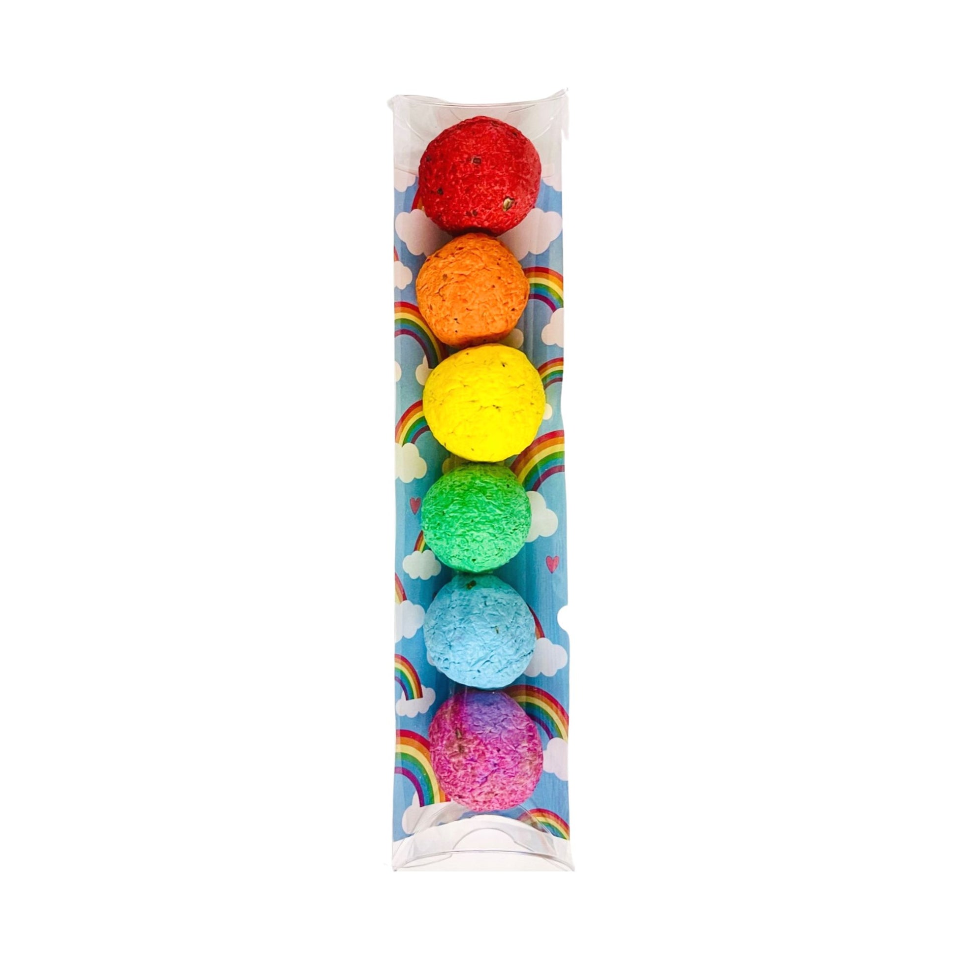 rainbow wildflower seeds Seed Bombs with Rainbow Background